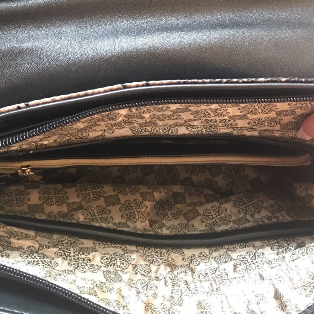 Black Faux Snakeskin Satchel - Picture 3 of 5